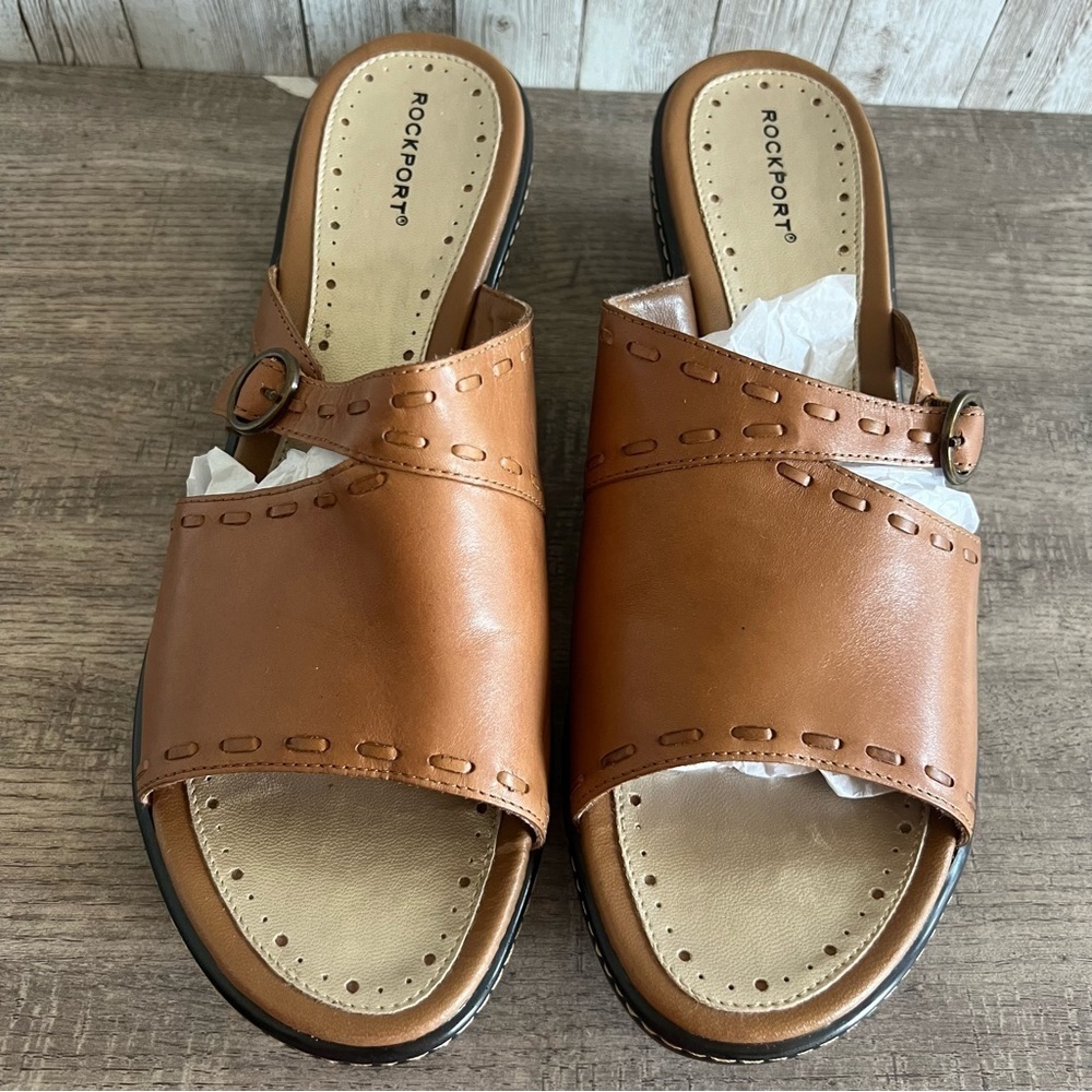 Rockport Women's Tan Slide Sandals 9.5
